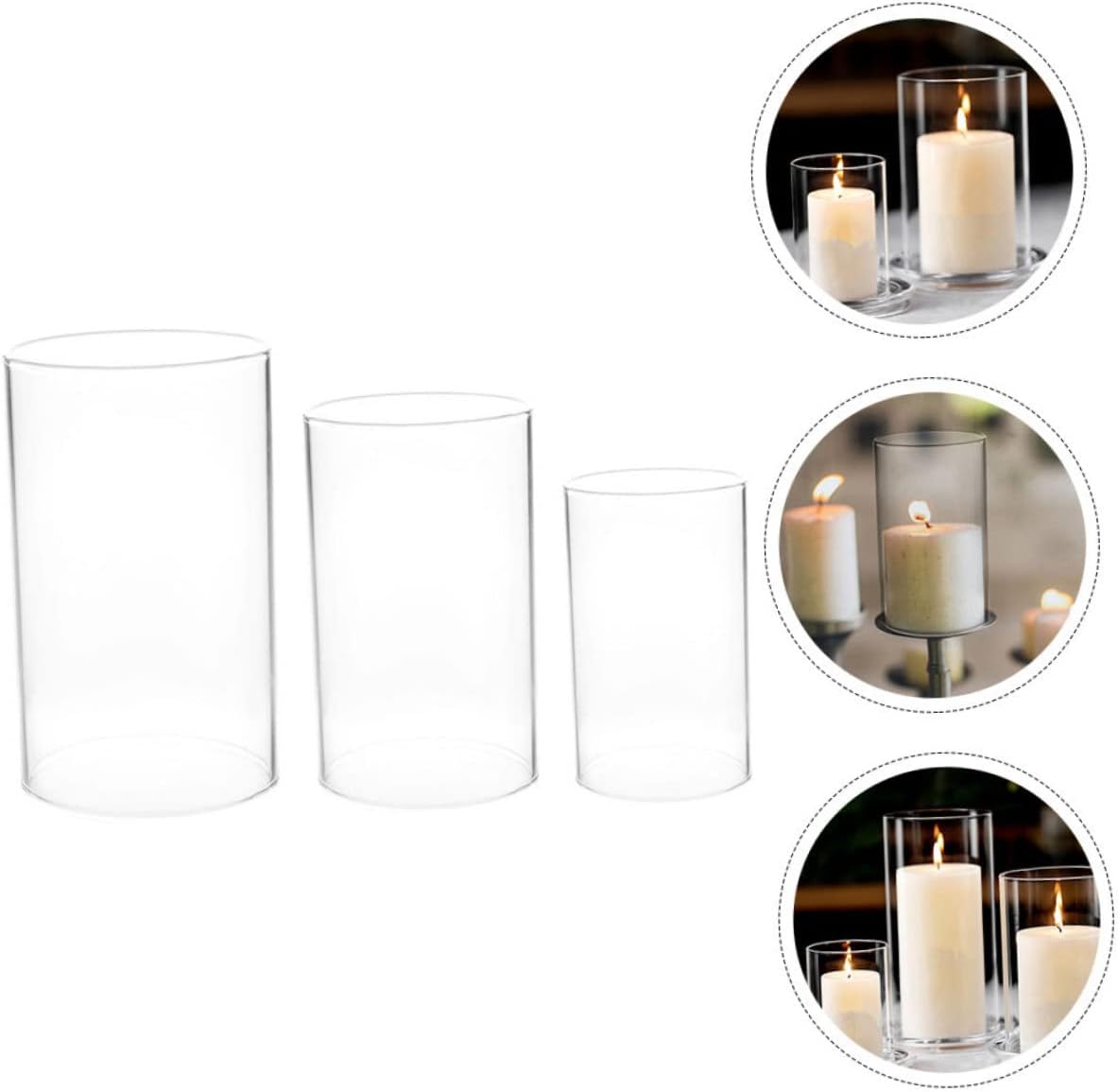 3pcs Glass Candle Covers for Romantic Decor and Centerpieces