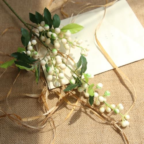 Valcatch Artificial Berries White Lifelike Faux Fruit