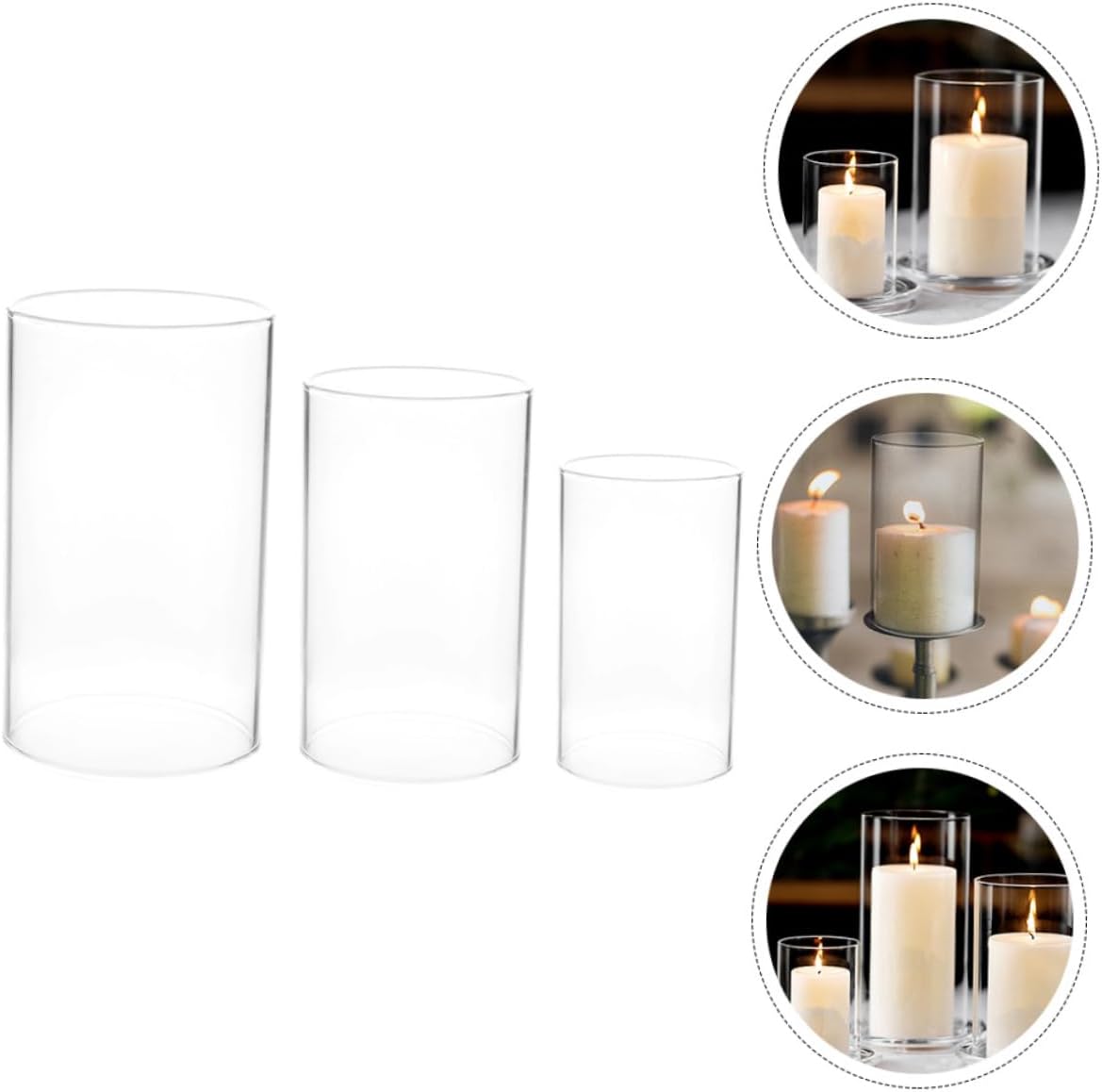 3pcs Glass Candle Holder Sleeves Windproof Cover Home Decor