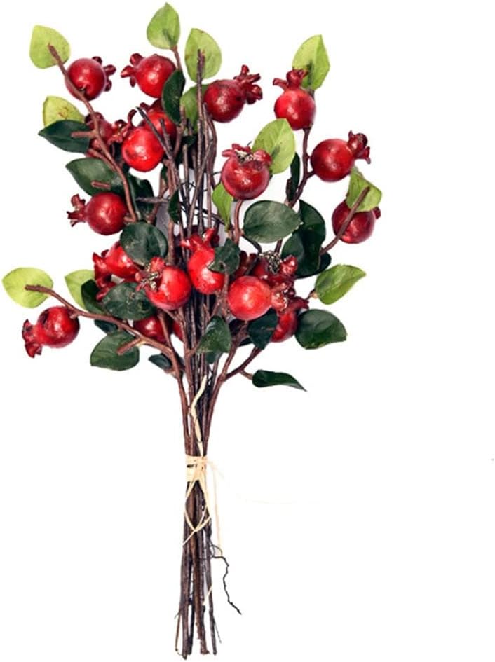 SHQ Artificial Flowers Wedding Party Decor Pomegranate Fruit Bunch Beige