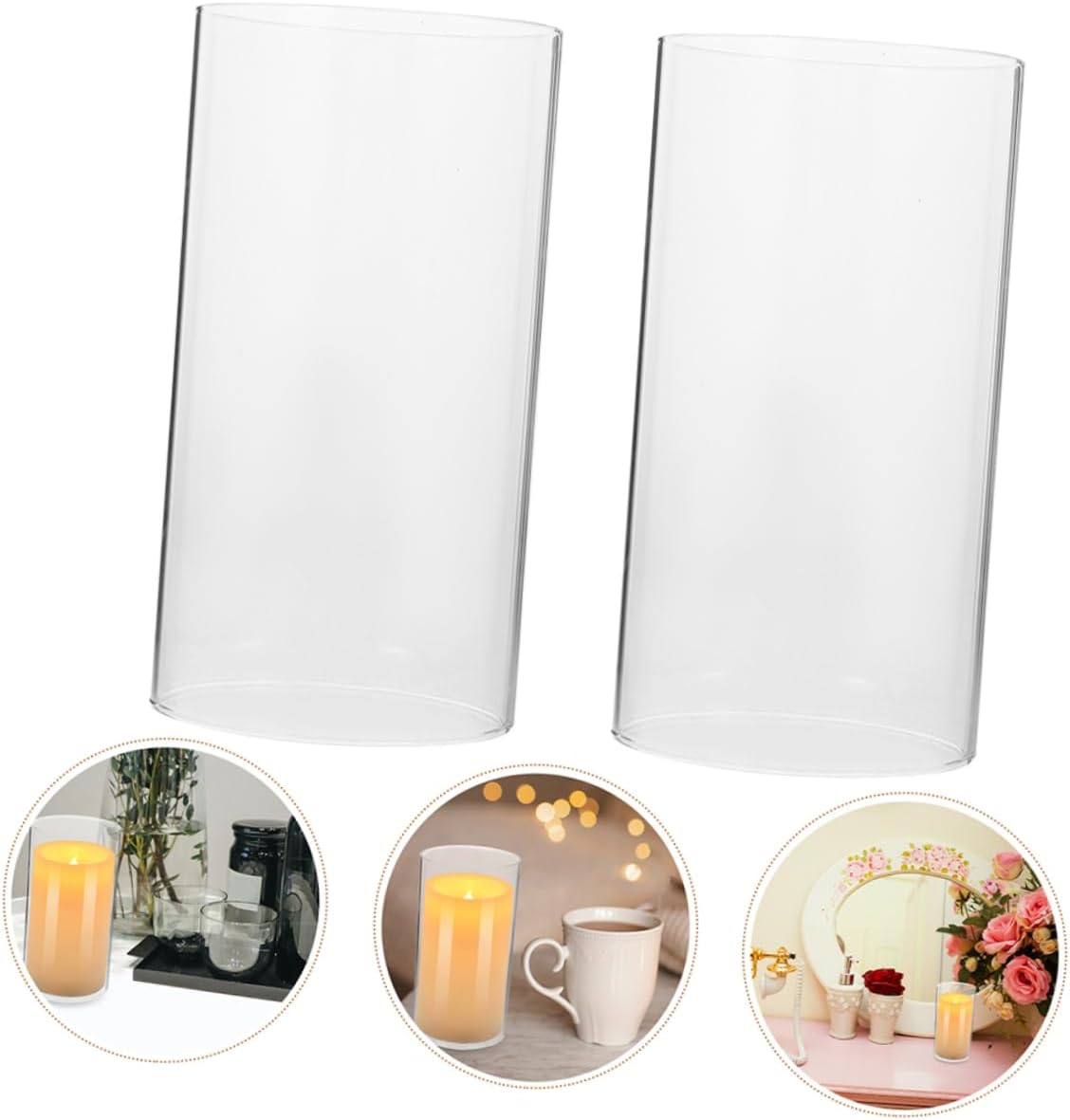 4pcs Glass Candle Holder Sleeves Windproof Covers for Home Dining Cafe