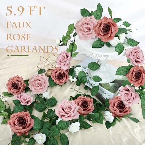 Pack of 2 Dusty Pink Artificial Rose Garlands 59 FT