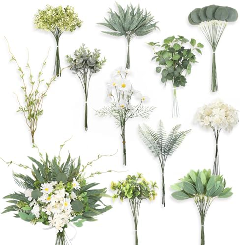 Cindeer 125 Pcs Artificial Greenery Stems Box Set