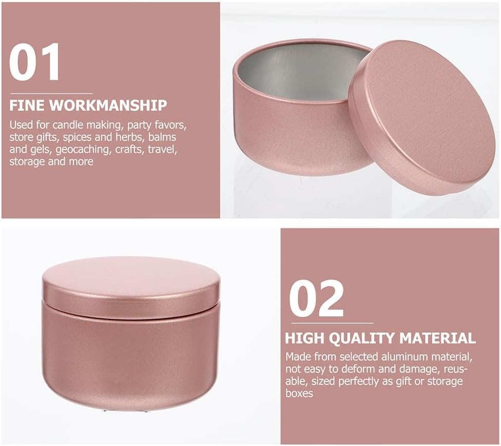 24 Pcs Pink Aluminum Candle Tins for DIY and Storage