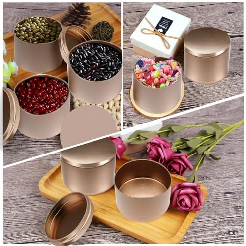 BBAXI 24PCS 4OZ Rose Gold Candle Tins for DIY Candles