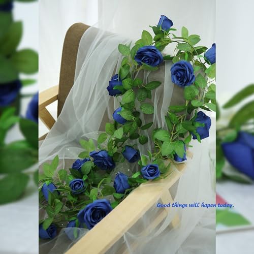 Felice Arts 2 Pack Royal Blue Artificial Rose Garland