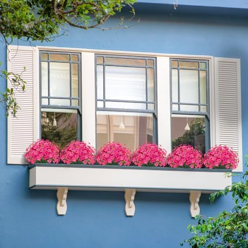 Outdoor Artificial Flowers 21 UV Resistant Bundle Fake Plants