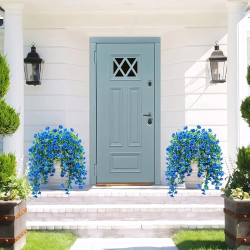 ICX 4PCS Artificial Hanging Morning Glory Flowers Blue