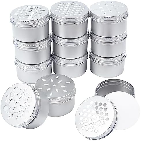 PH PandaHall 12pcs Aluminum Tins with Hollow Lids