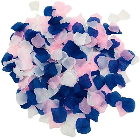 Zymise Artificial Rose Petals 1200pcs Navy Blue Pink White