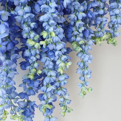 Mizii 6Pcs Royal Blue Wisteria Garland Hanging Flowers Decor