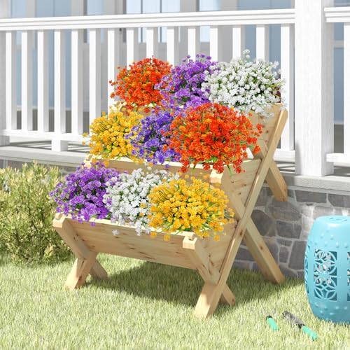 Uieke 24PCS Artificial Flowers for Outdoor Garden Decor