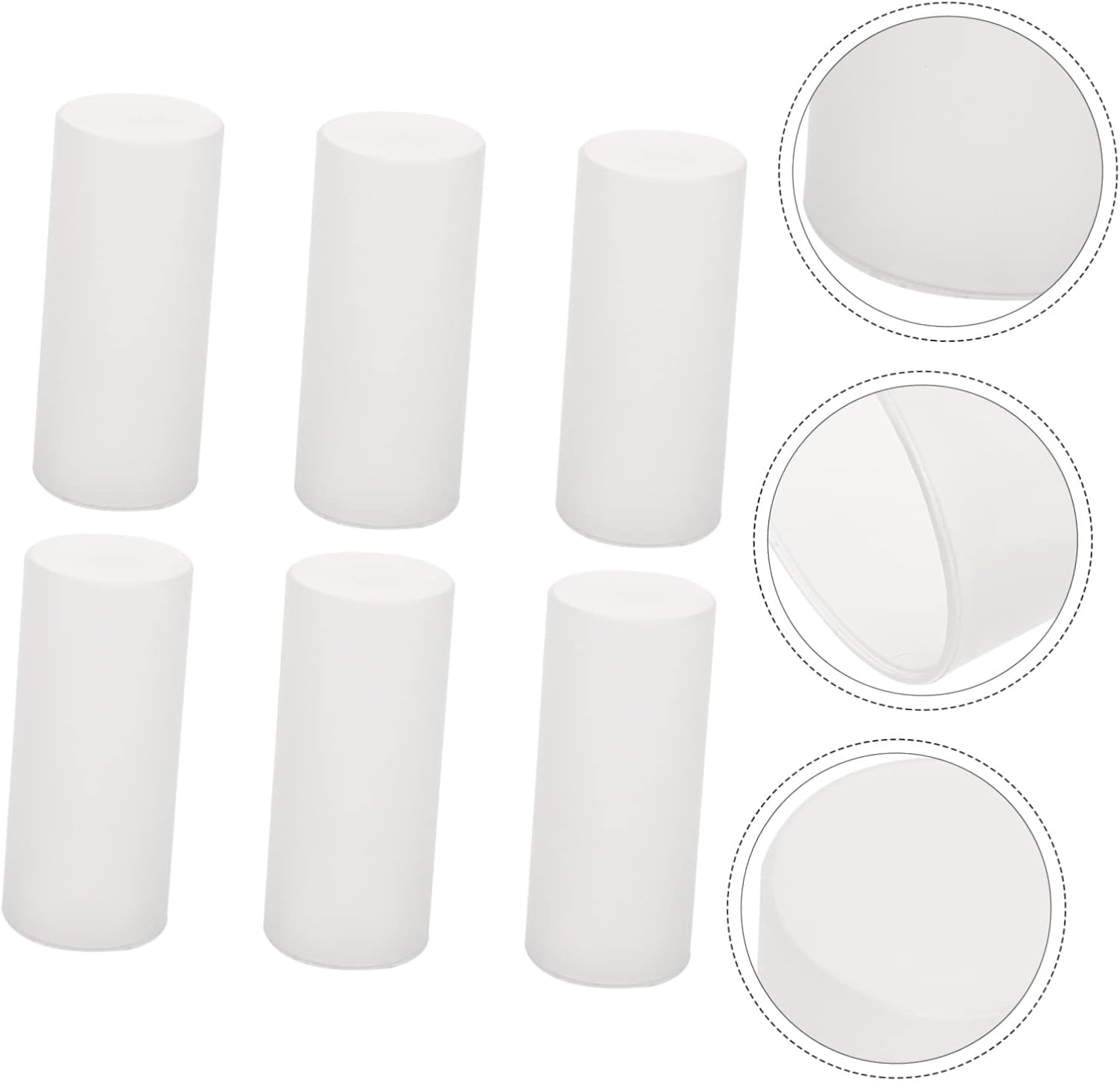 6pcs White Cylindrical Candle Protection Covers for Electric Candles