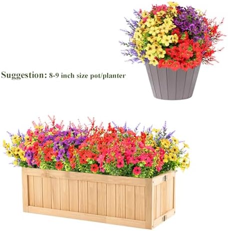 16 Bundles UV Resistant Artificial Flowers for Outdoor Use