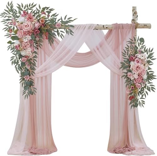 WEDFLOR Wedding Arch Flowers with Drapes Kit Pack of 4