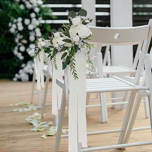 Senseya Wedding Aisle Decorations Set of 8 Chair Back Flowers
