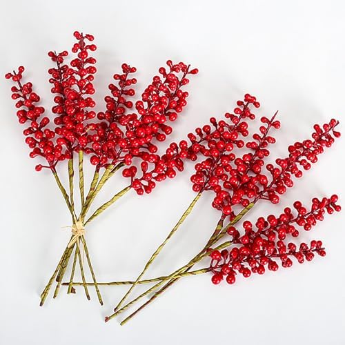 Belupai 12 Pc Orange Fall Berry Stem Decor