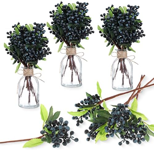 Yunsailing 30 Pcs Artificial Blueberry Stems Set