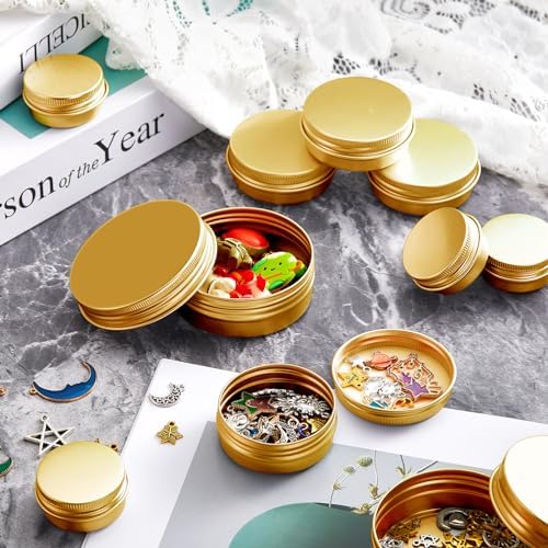 Chumia 144 Pcs Metal Round Tins with Screw Lids