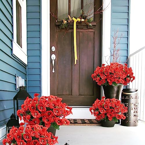 Agusbagli 6-Piece Artificial Pansy Flowers Set Red