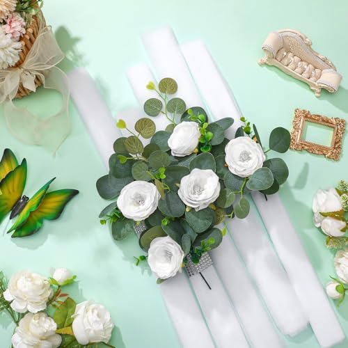 24 Piece Wedding Hydrangea Gardenia Chair Decor with Tulle Tails