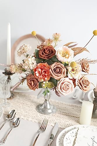 Artificial Dusty Rose Flowers 25pcs for Wedding Centerpieces