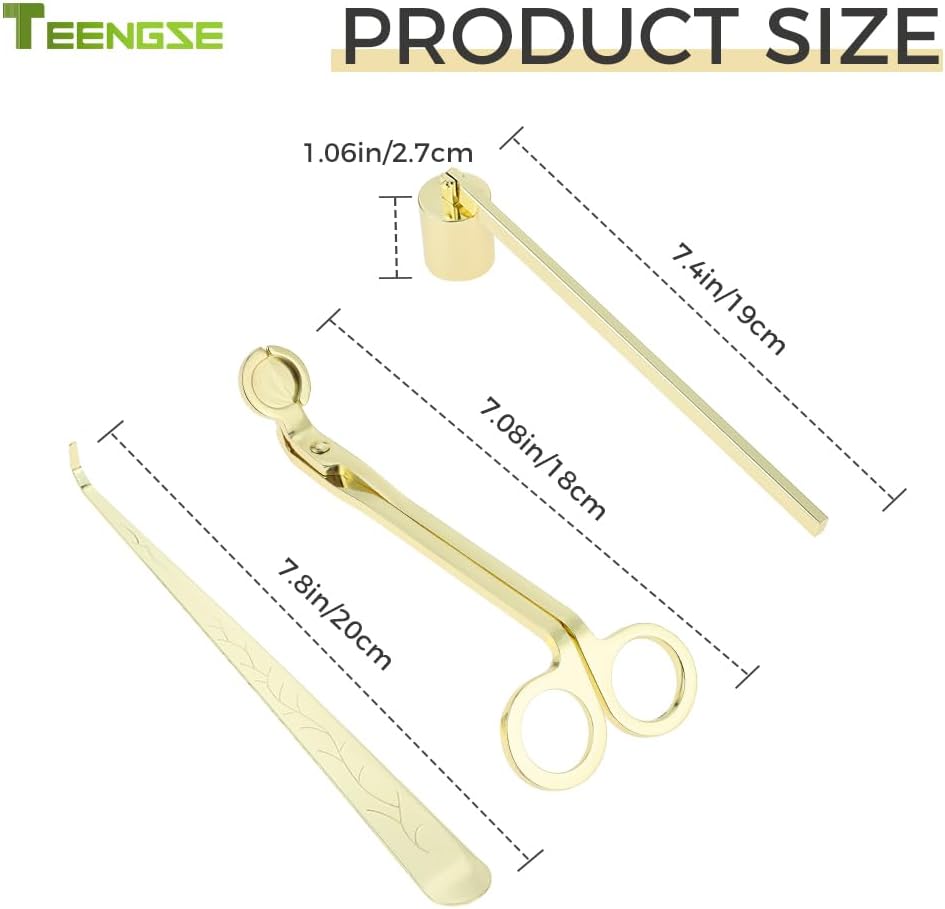 Gold 3 in 1 Candle Accessory Set