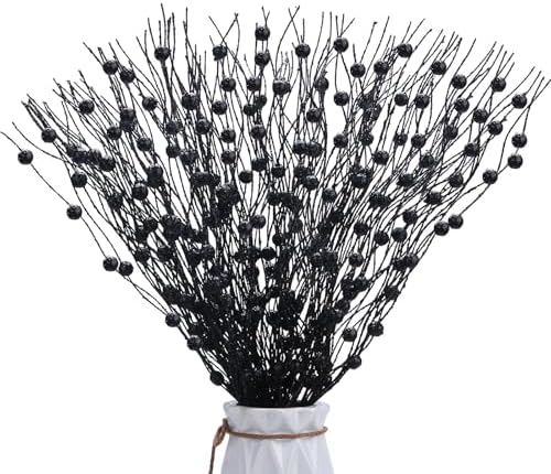 6Pcs Artificial Glitter Berry Stems for Christmas Decorations