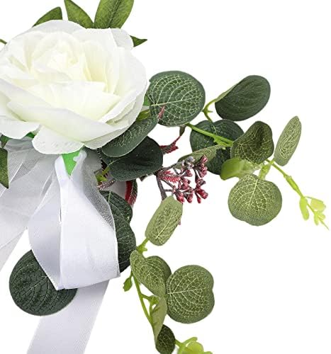 6PCS Wedding Chair Decorations with Flowers and Ribbons