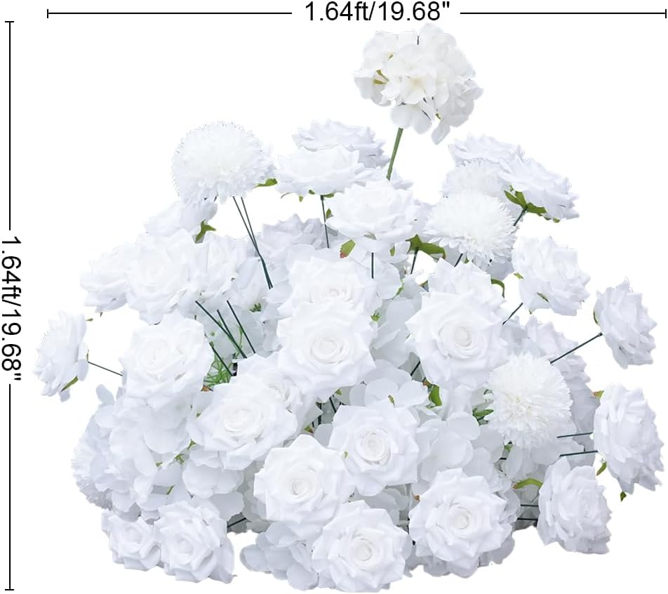 19 Inch White Artificial Flowers Ball for Wedding Aisle Floor Centerpieces