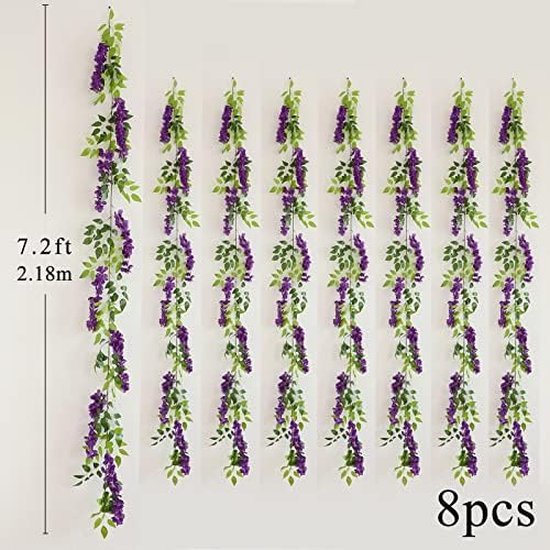 Wisteria Artificial Flower Garland 8Pcs 576ft Purple