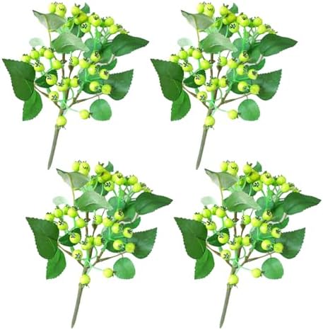 4 Pcs Artificial Red Berry Christmas Decor Stems