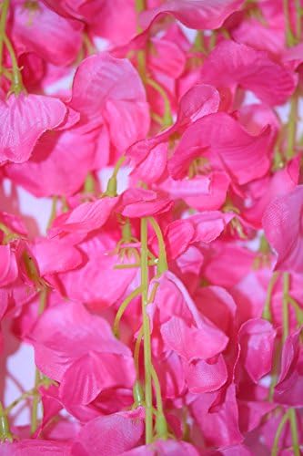 DearHouse 12 Pack Artificial Wisteria Vine Hanging Garland Pink