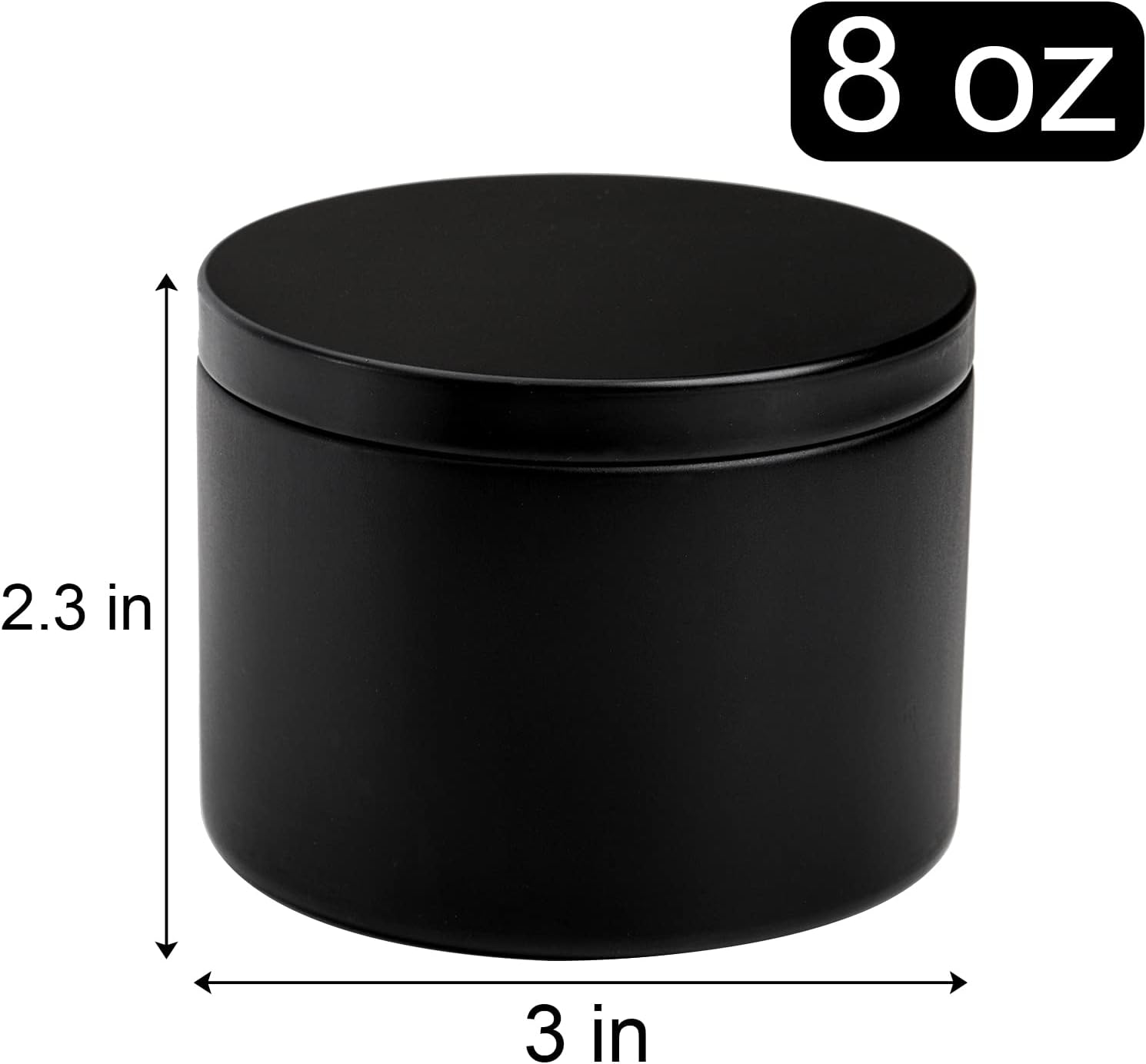 Coloch 24 Pack 8 Oz Black Matte Metal Candle Tins with Lid
