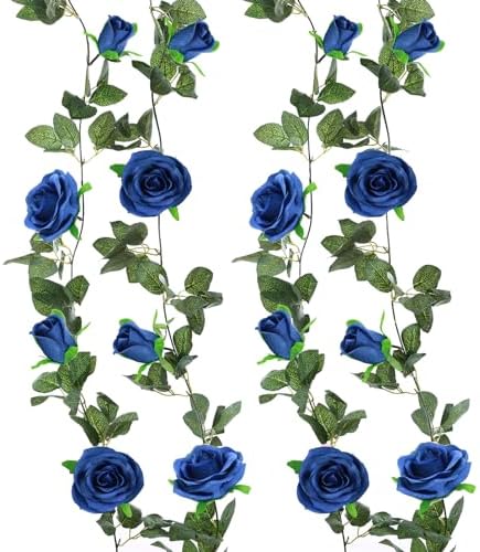 Felice Arts 2 Pack Royal Blue Artificial Rose Garland
