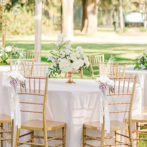 Elegant Wedding Chair Flowers 6PCS Pink White
