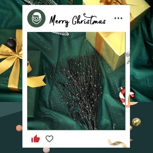 6Pcs Artificial Glitter Berry Stems for Christmas Decorations