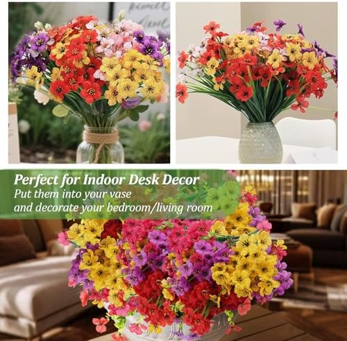 20 Bundles Artificial Flowers for Outdoor Summer Decor