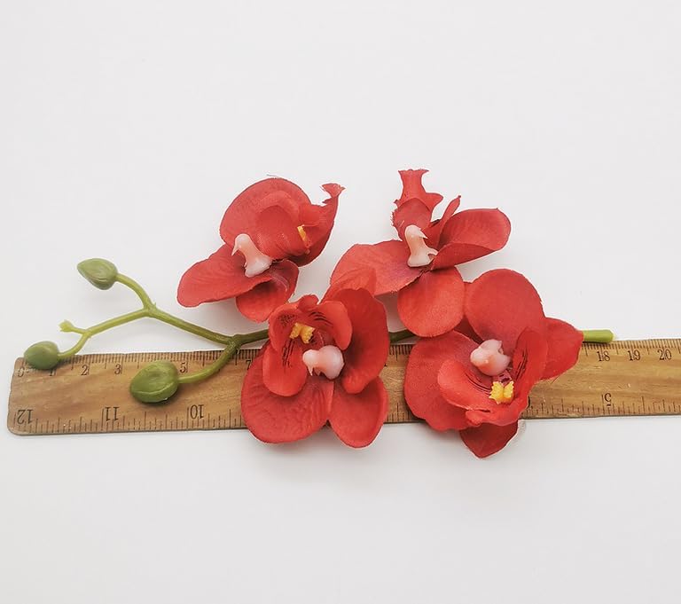 Rikyo 10 Set Artificial Orchid Faux Flowers with Stems