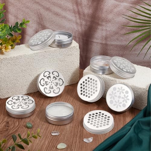 PH PandaHall 12pcs Aluminium Tins with Hollow Lids