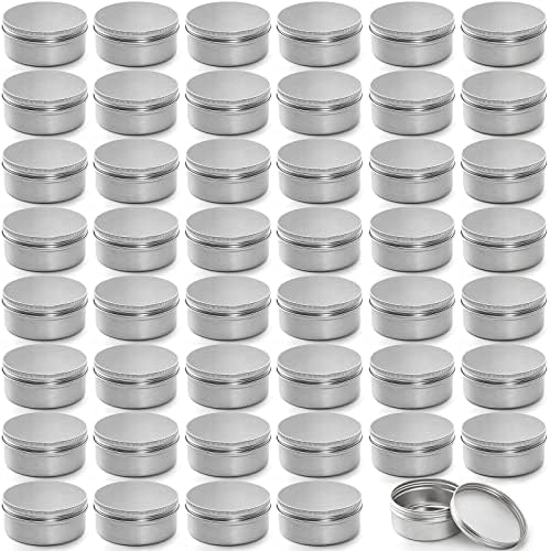 Foraineam 48 Pack 4 Oz Screw Lid Metal Round Tins
