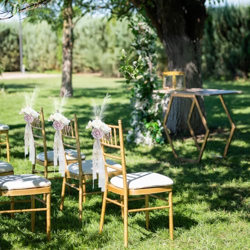 Elegant Wedding Chair Flowers 6PCS Pink White