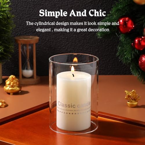Clear Glass Candle Holder Sleeves 2Pcs Open End