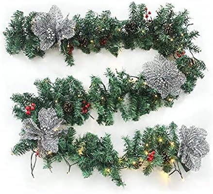 27m 9ft Christmas LED Rattan Red Flower Decorative Wreath