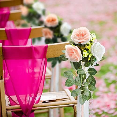 Giegxin 16 Pcs Wedding Aisle Decorations Pew Flowers with Ribbons