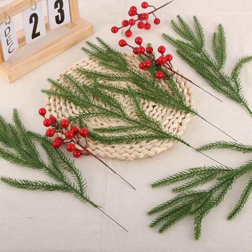 40 Pcs Red Artificial Berry Stems for Christmas Decor
