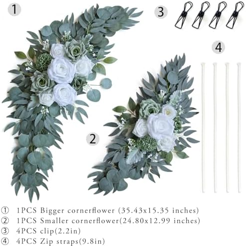 Ponatia Wedding Arch Flowers Pack of 2 Sage Green