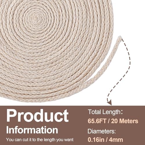 656 Ft Oil Lamp Wicks 4mm Cotton Braided Replacement Wicks