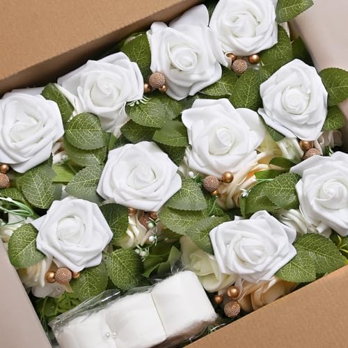 DORIS HOME White Pew Flowers Set of 10 for Wedding Ceremony