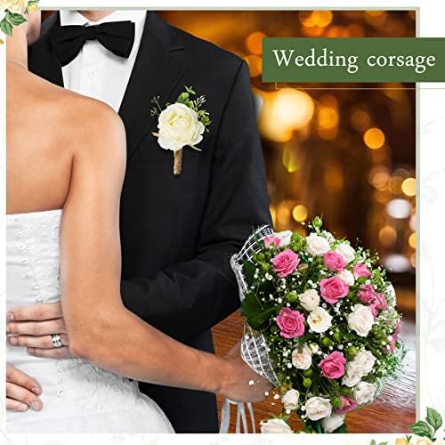 Sherr 36 Pcs White Rose Boutonniere for Men Wedding Groomsmen